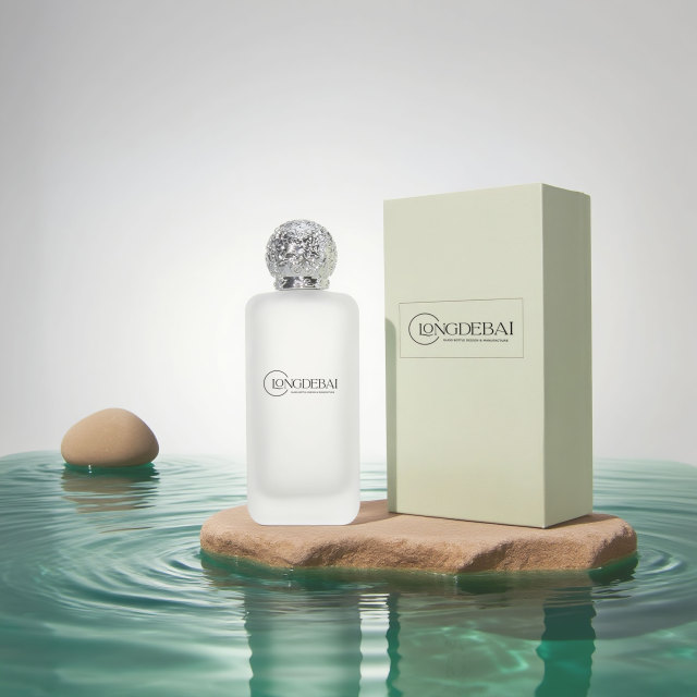 Frost silver gold cap glass perfume bottle 50ml 100ml with custom box