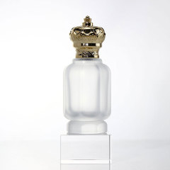 Luxury matte black frost empty glass perfume spray bottle with crown cap