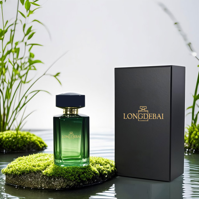Luxury gradient green square shape 100ml empty glass perfume bottle with gift box