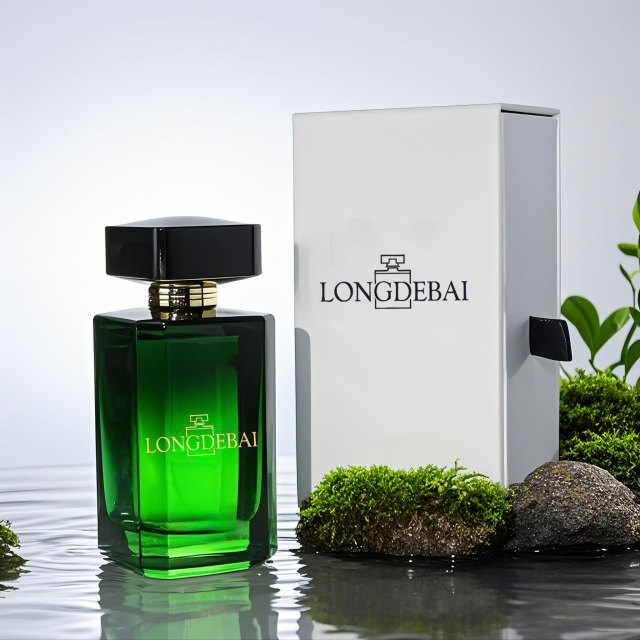 Luxury gradient green square shape 100ml empty glass perfume bottle with gift box