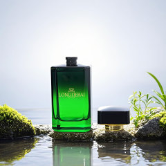 Luxury gradient green square shape 100ml empty glass perfume bottle with gift box