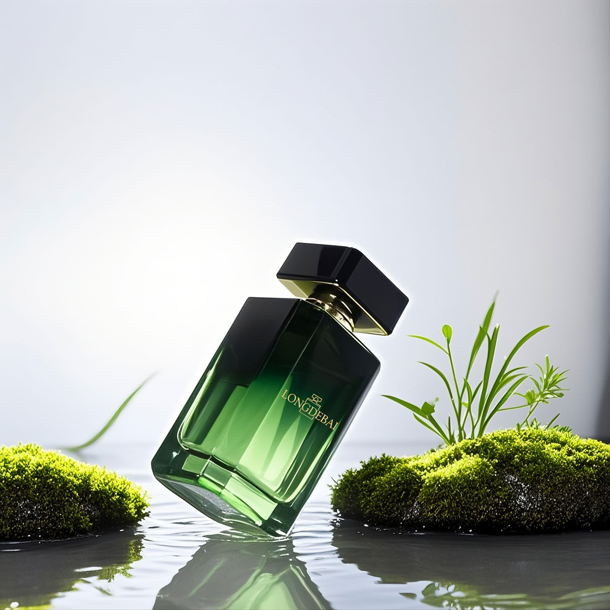 Luxury gradient green square shape 100ml empty glass perfume bottle with gift box