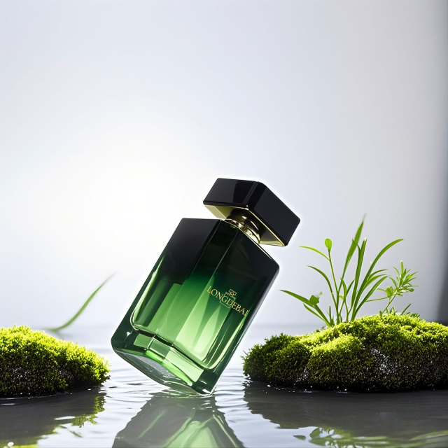 Luxury gradient green square shape 100ml empty glass perfume bottle with gift box