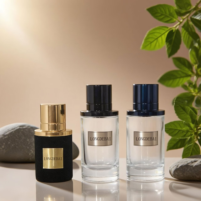 Luxury cylinder round shape 50ml 100ml glass perfume bottle with magnet lid