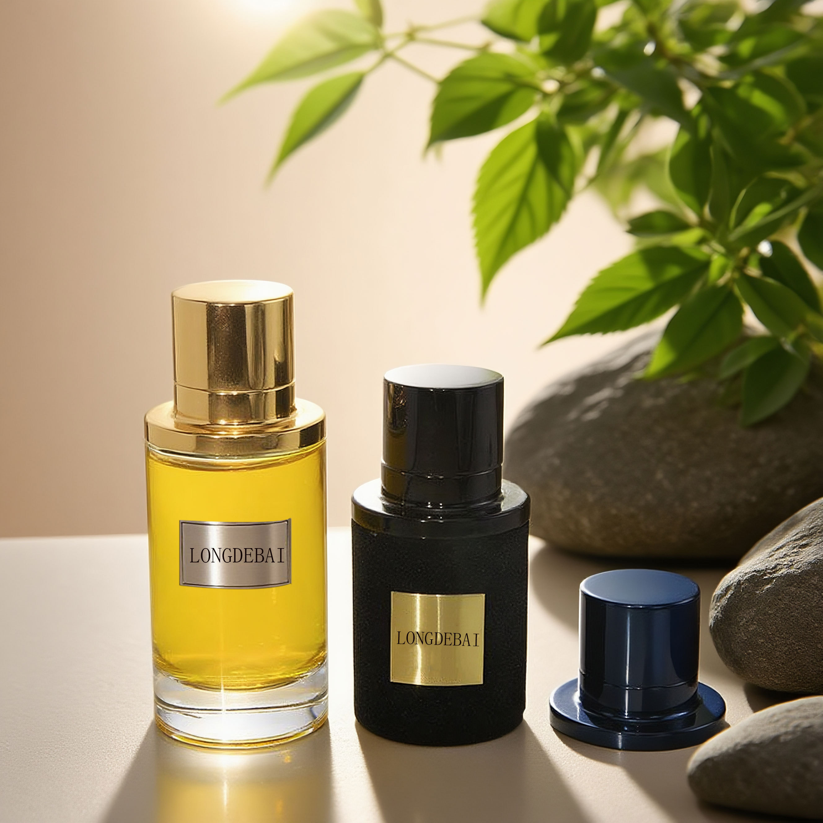 Luxury cylinder round shape 50ml 100ml glass perfume bottle with magnet lid