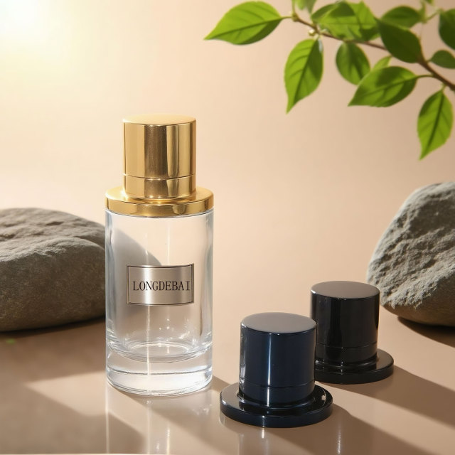 Luxury cylinder round shape 50ml 100ml glass perfume bottle with magnet lid