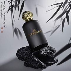 Luxury custom matte black round glass perfume bottle 30ml 50ml 100ml with gold cap