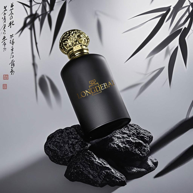 Luxury custom matte black round glass perfume bottle 30ml 50ml 100ml with gold cap
