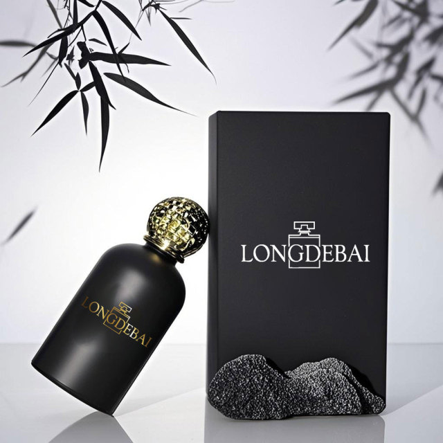 Luxury custom matte black round glass perfume bottle 30ml 50ml 100ml with gold cap