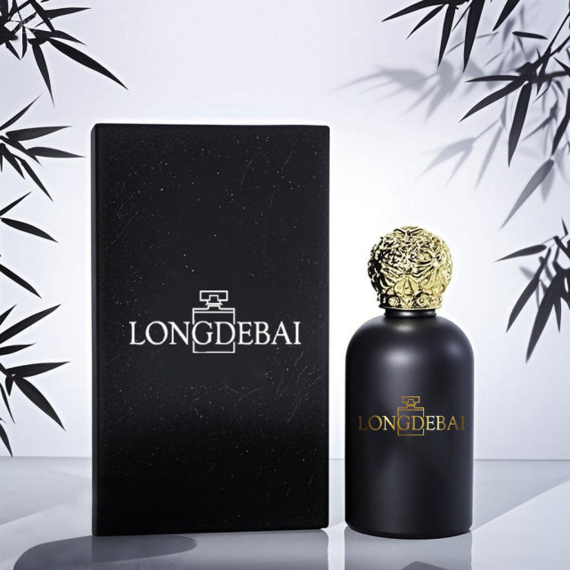 Luxury custom matte black round glass perfume bottle 30ml 50ml 100ml with gold cap