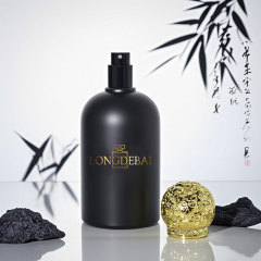 Luxury custom matte black round glass perfume bottle 30ml 50ml 100ml with gold cap