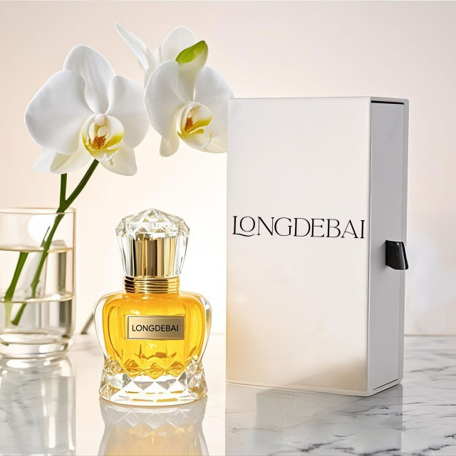 Luxury unique crown shape crimp glass perfume bottle 50ml 100ml with zamac acrylic cap
