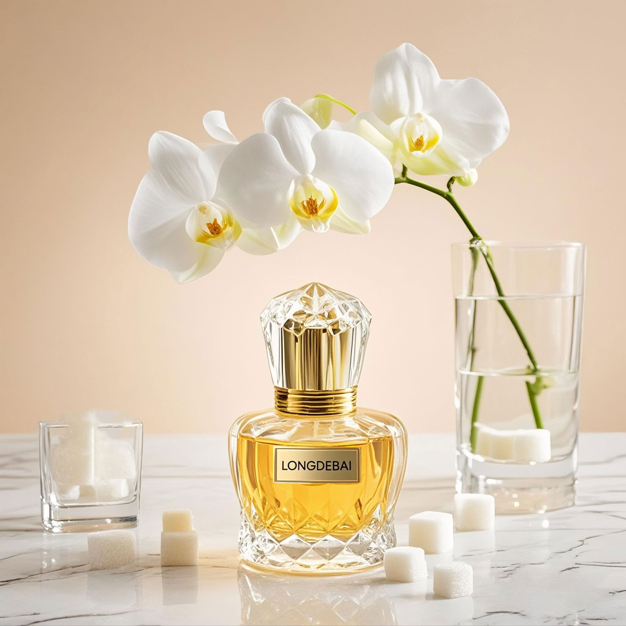 Luxury unique crown shape crimp glass perfume bottle 50ml 100ml with zamac acrylic cap