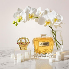 Luxury unique crown shape crimp glass perfume bottle 50ml 100ml with zamac acrylic cap
