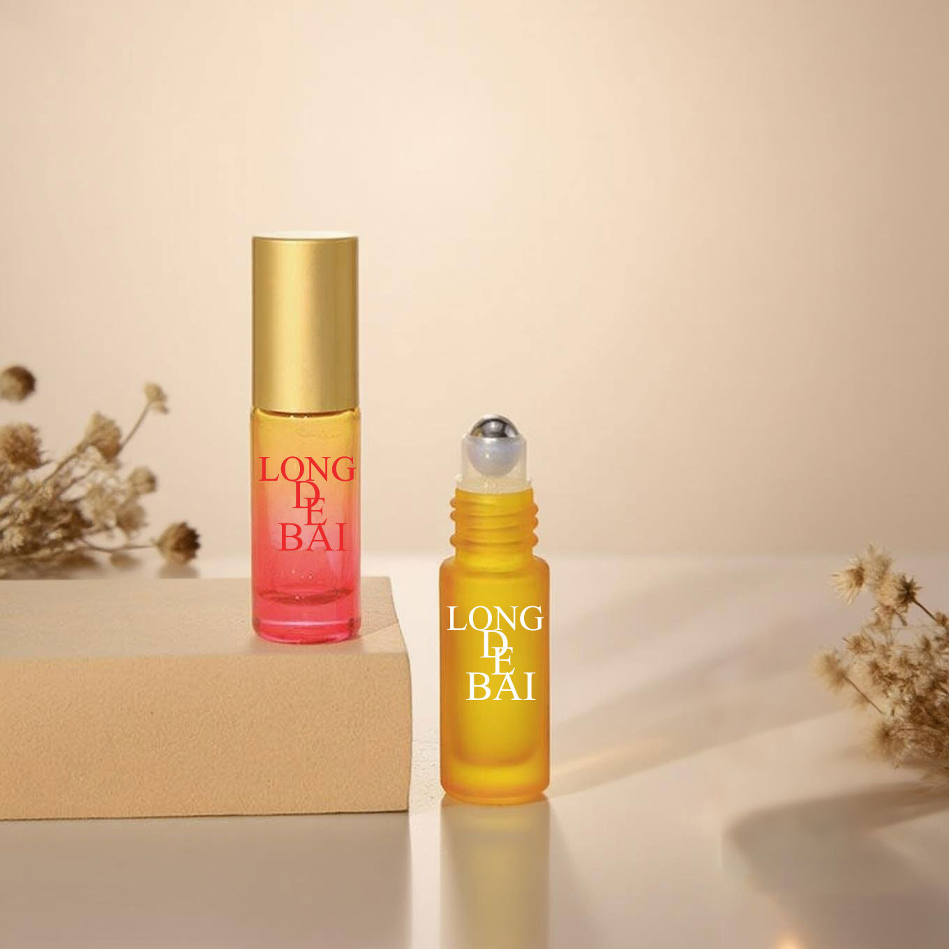 Customizable glass steel ball roll on glass oil perfume bottle