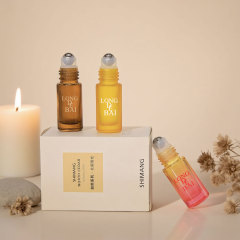 Customizable glass steel ball roll on glass oil perfume bottle
