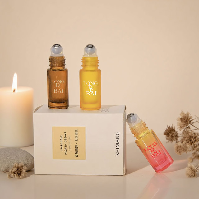 Customizable glass steel ball roll on glass oil perfume bottle