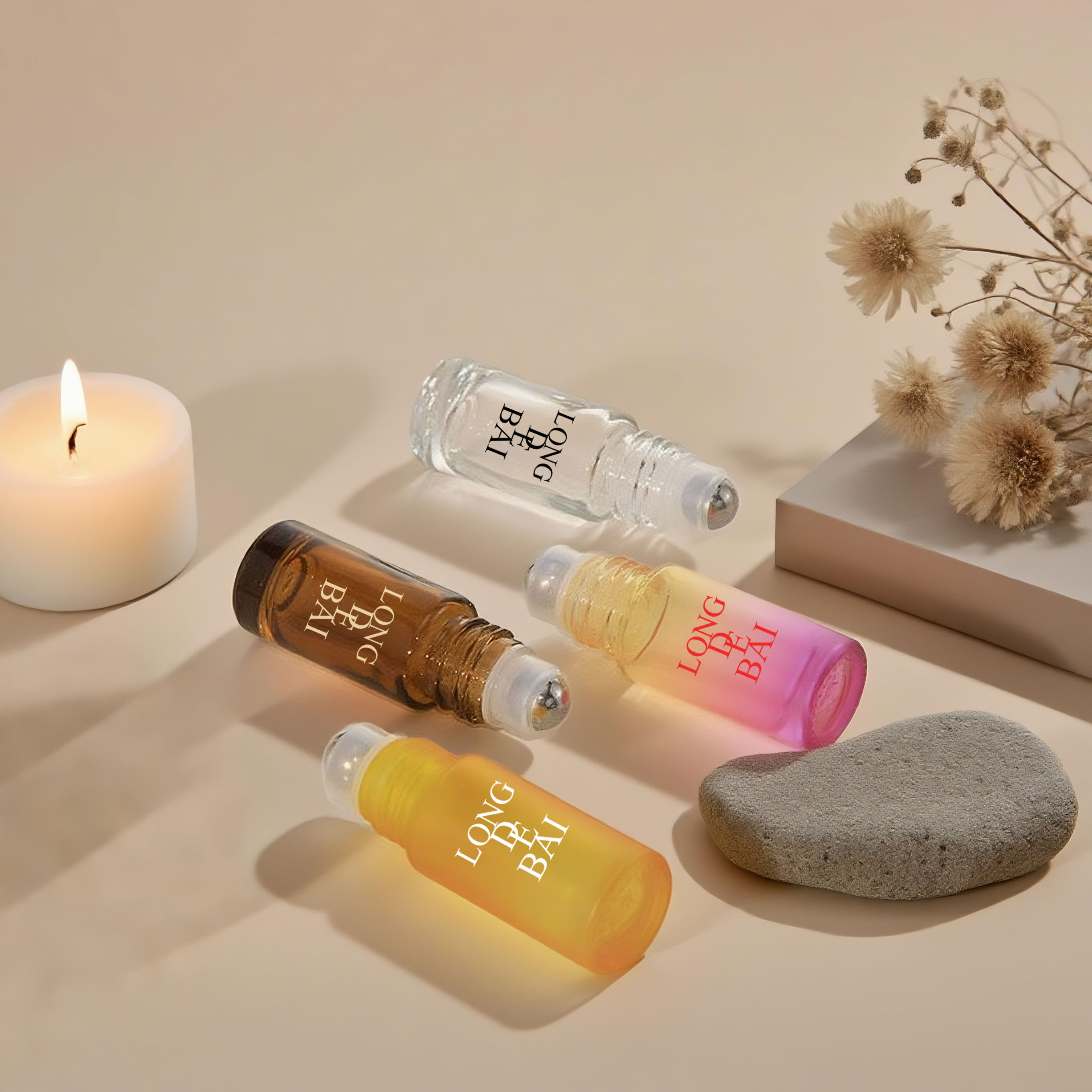 Customizable glass steel ball roll on glass oil perfume bottle