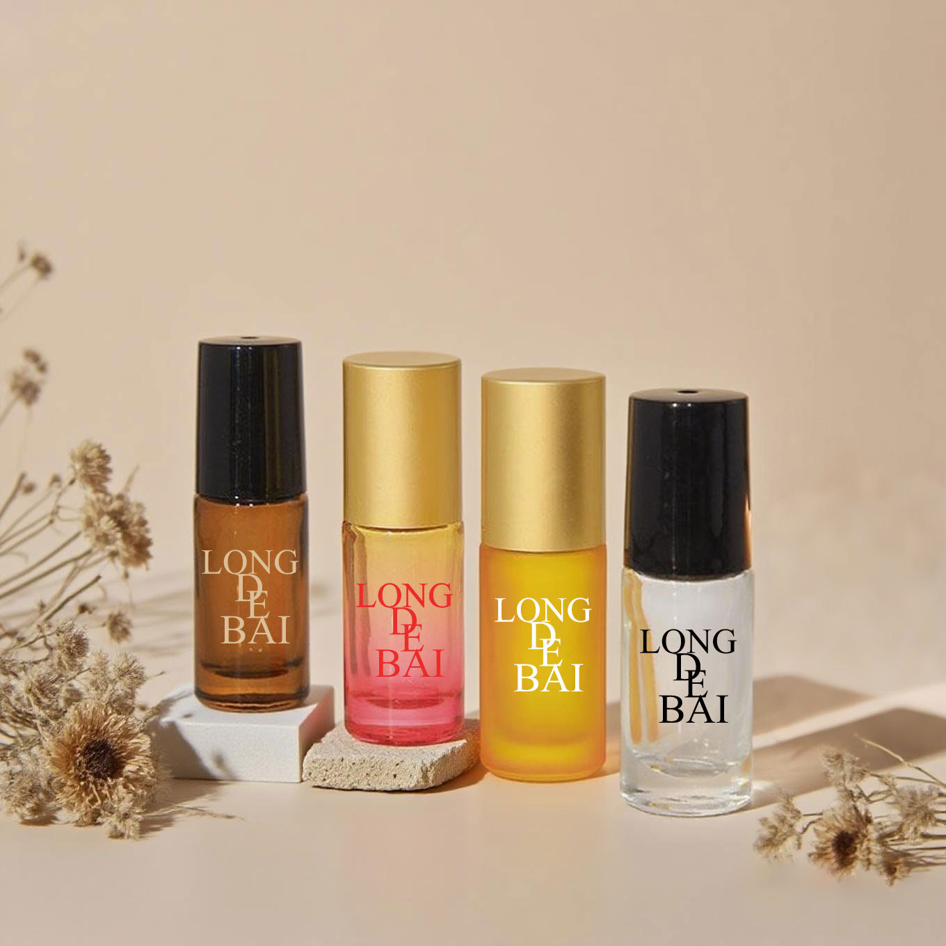 Customizable glass steel ball roll on glass oil perfume bottle