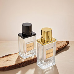 Luxury rectangle shape crimp glass perfume bottle with magnetic cap