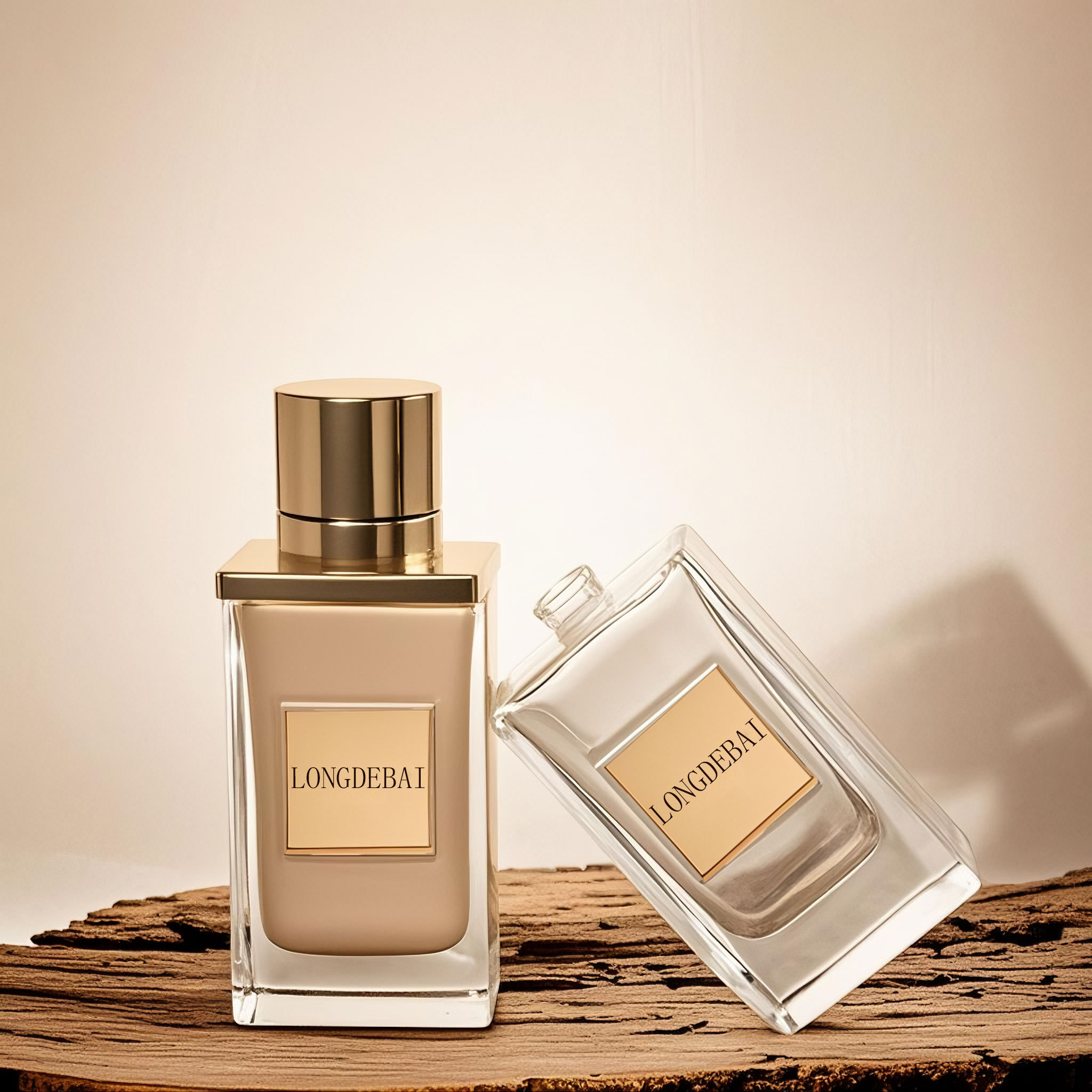 Luxury rectangle shape crimp glass perfume bottle with magnetic cap
