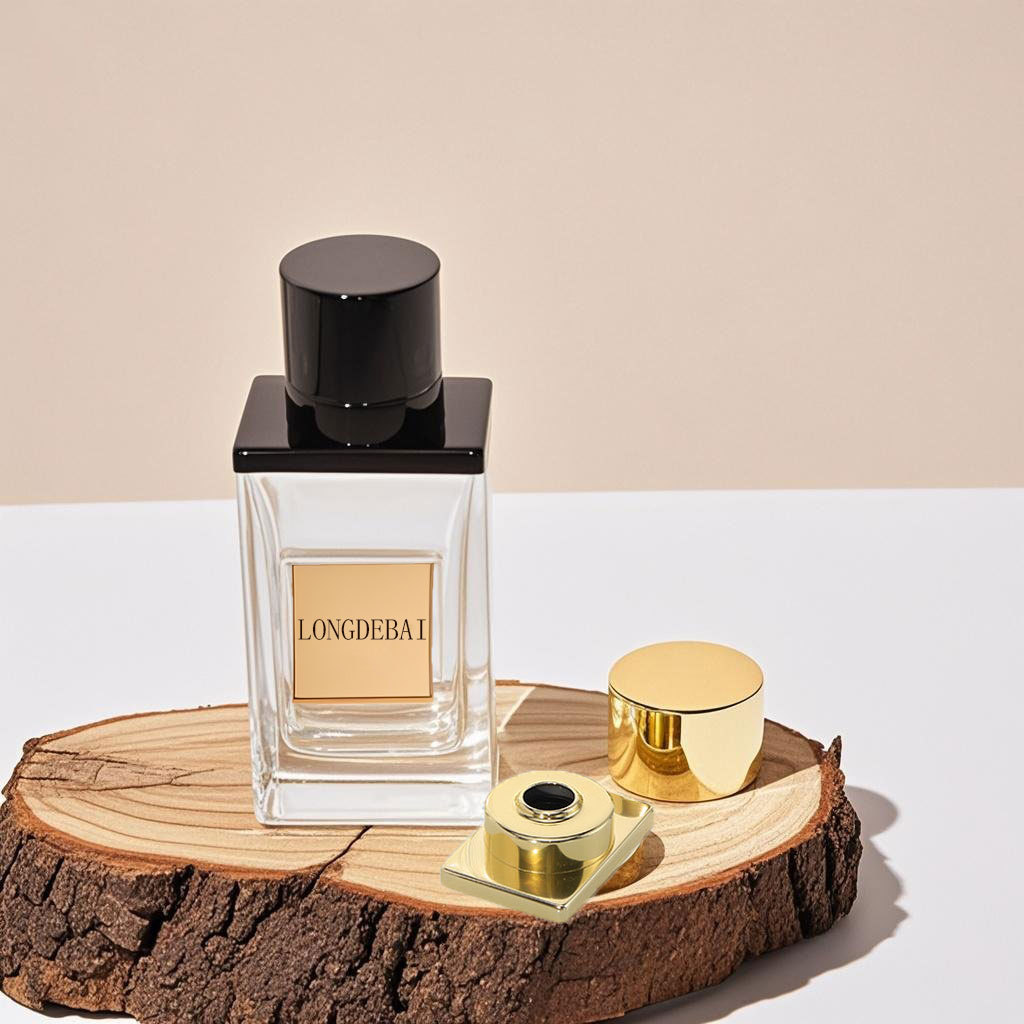 Luxury rectangle shape crimp glass perfume bottle with magnetic cap