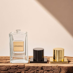 Luxury rectangle shape crimp glass perfume bottle with magnetic cap
