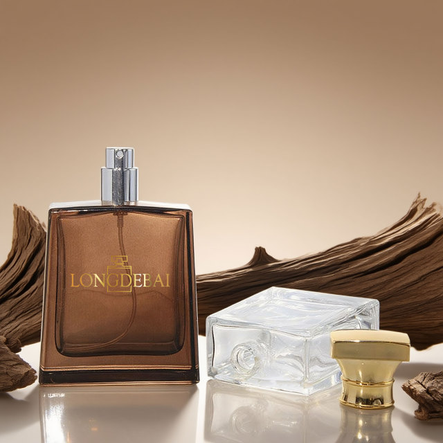 Luxury custom amber clear unique square 50ml 100ml glass perfume bottle in stock