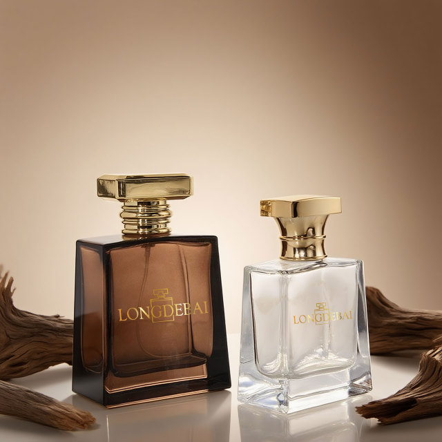 Luxury custom amber clear unique square 50ml 100ml glass perfume bottle in stock