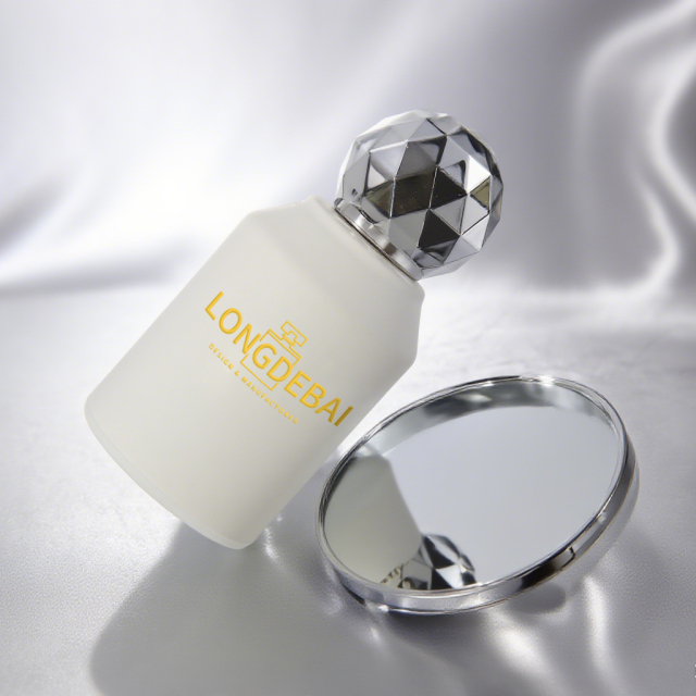 Wholesale matte black white round shape 30ml 50ml 100ml silver gold cap glass perfume bottle