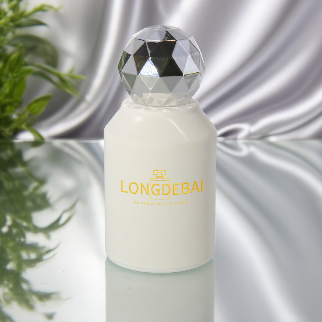 Wholesale matte black white round shape 30ml 50ml 100ml silver gold cap glass perfume bottle