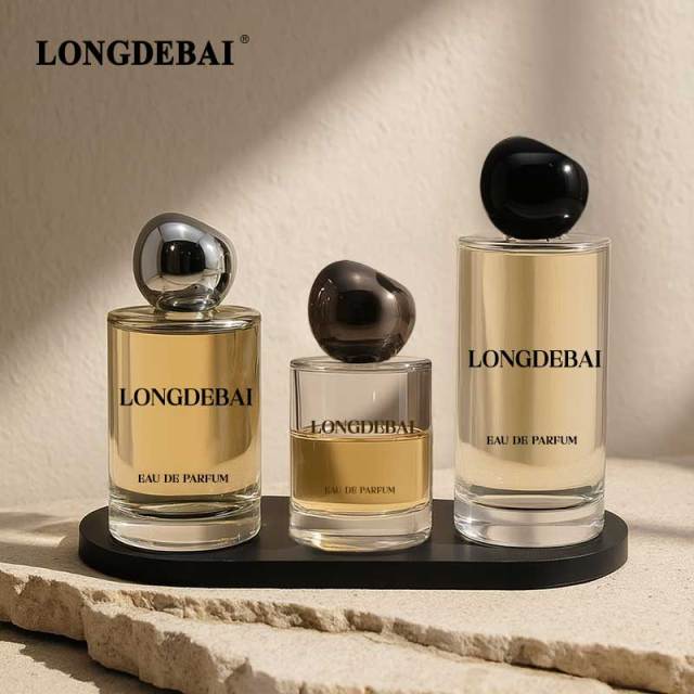 Wholesale transparent round glass perfume bottle 50ml 100ml 200ml with box and bag