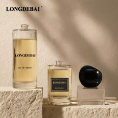 Wholesale transparent round glass perfume bottle 50ml 100ml 200ml with box and bag