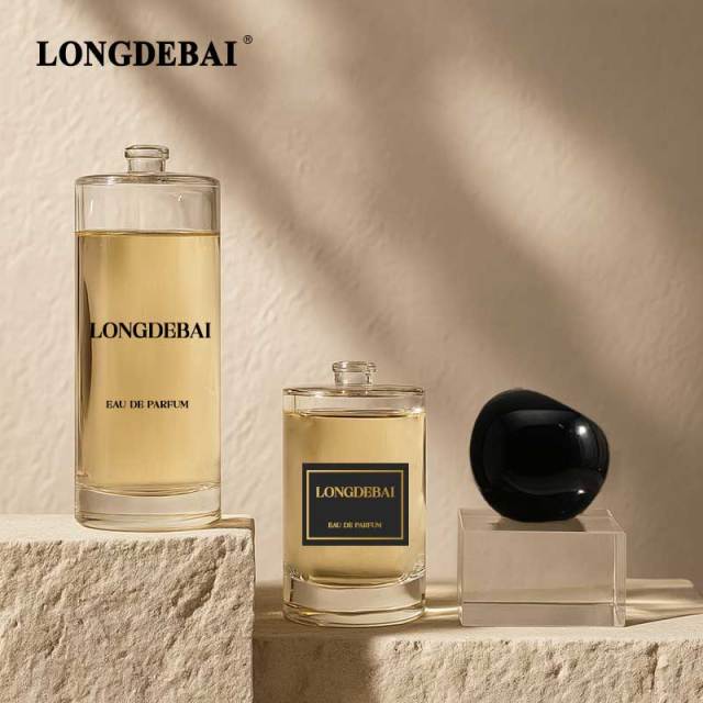Wholesale transparent round glass perfume bottle 50ml 100ml 200ml with box and bag