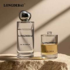 Wholesale transparent round glass perfume bottle 50ml 100ml 200ml with box and bag