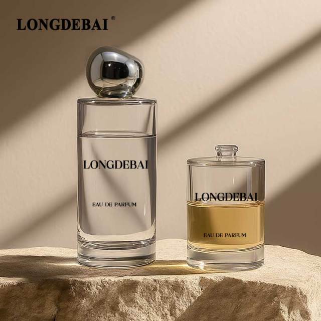 Wholesale transparent round glass perfume bottle 50ml 100ml 200ml with box and bag