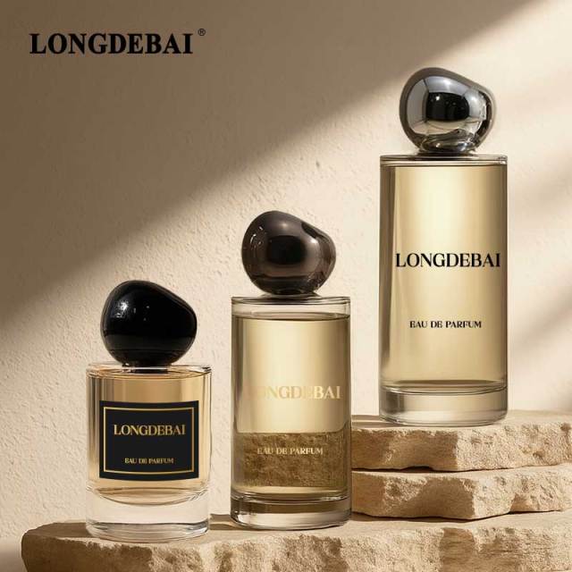 Wholesale transparent round glass perfume bottle 50ml 100ml 200ml with box and bag