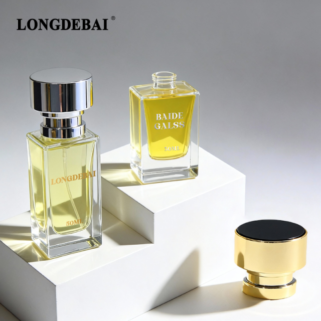Wholesale transparent square glass bottle 30ml 50ml 100ml