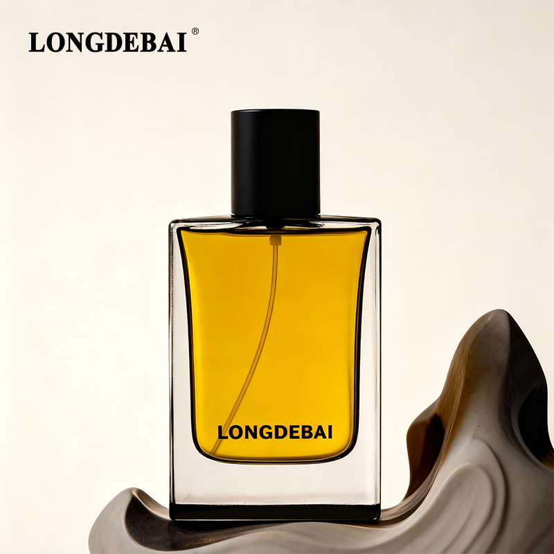 Luxury customization matte black sides flat square glass perfume srpay bottle
