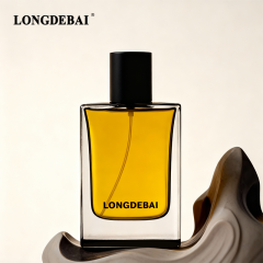 Luxury customization matte black sides flat square glass perfume srpay bottle