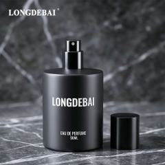 Luxury Matte Black Round Cylinder Empty Crimp Pump Spray Glass Perfume Bottle 50ml