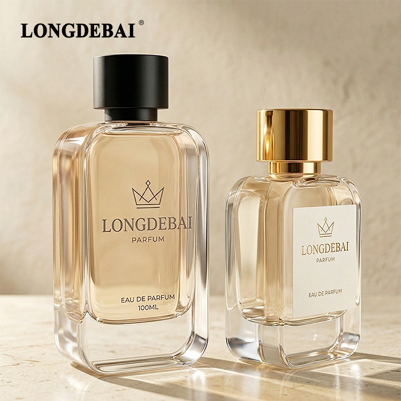 LONGDEBAI Luxury Clear Irregular Rectangle Empty Glass Perfume Bottles 50ml 100ml