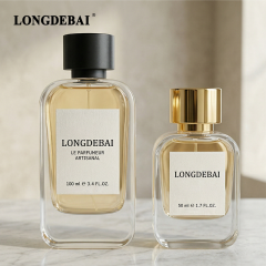 LONGDEBAI Luxury Clear Irregular Rectangle Empty Glass Perfume Bottles 50ml 100ml
