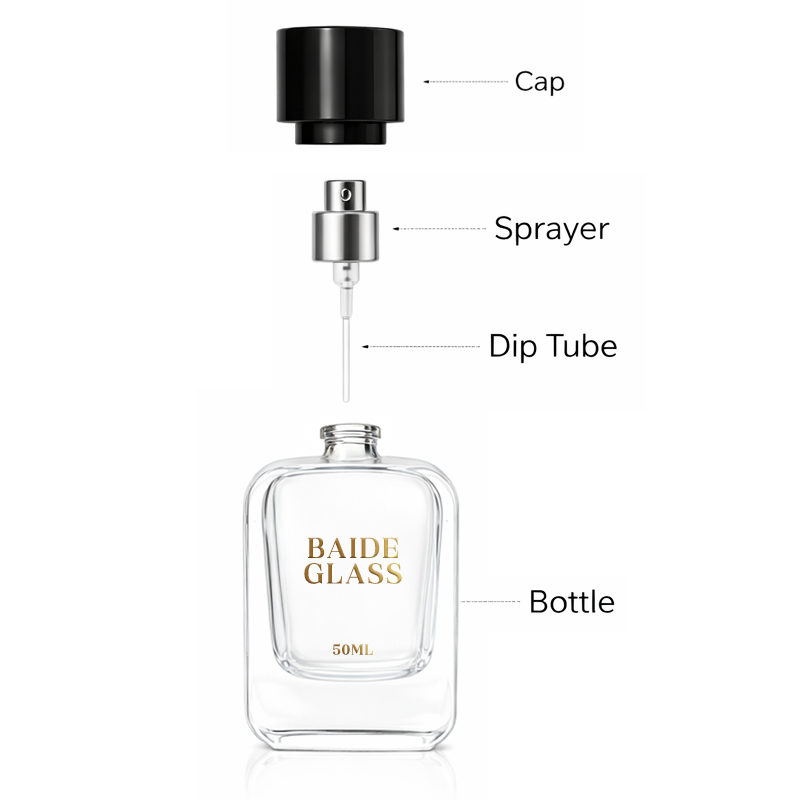 LONGDEBAI Luxury Clear Irregular Rectangle Empty Glass Perfume Bottles 50ml 100ml