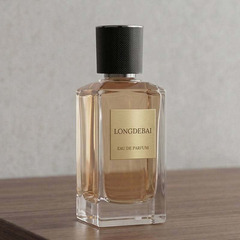 LONGDEBAI Luxury Clear Irregular Square Empty Glass Crimp Perfume Spray Bottle 100ml