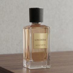 LONGDEBAI Luxury Clear Irregular Square Empty Glass Crimp Perfume Spray Bottle 100ml