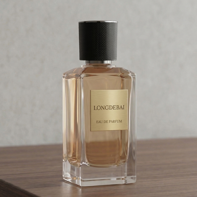 LONGDEBAI Luxury Clear Irregular Square Empty Glass Crimp Perfume Spray Bottle 100ml