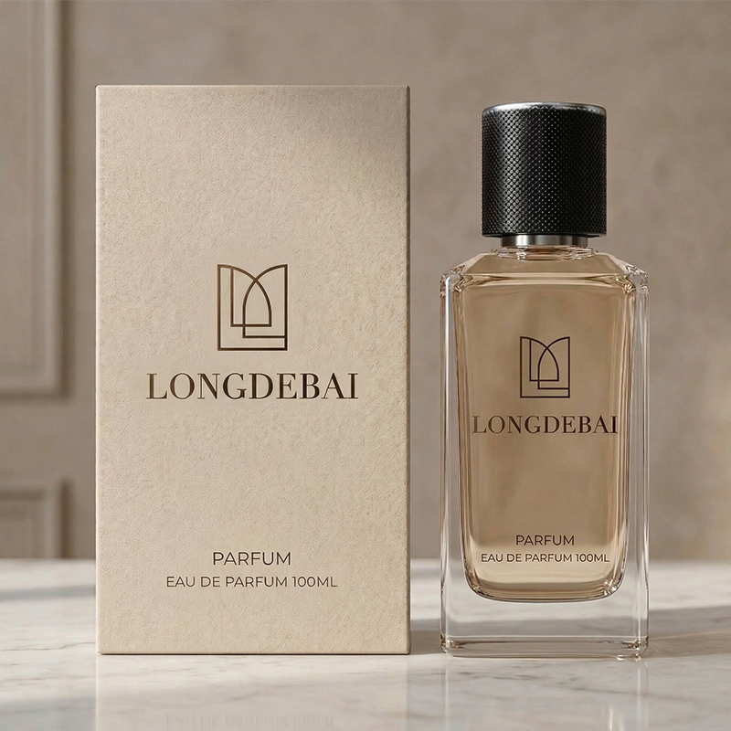 LONGDEBAI Luxury Clear Irregular Square Empty Glass Crimp Perfume Spray Bottle 100ml