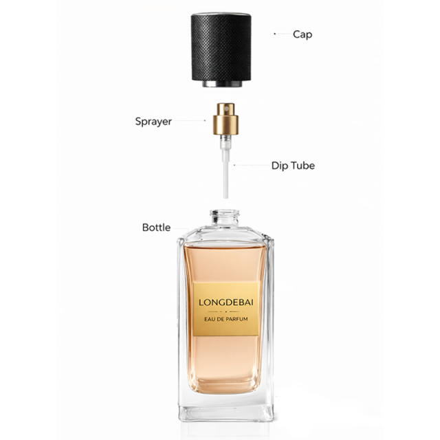 LONGDEBAI Luxury Clear Irregular Square Empty Glass Crimp Perfume Spray Bottle 100ml