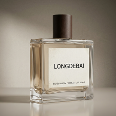 LONGDEBAI Clear Crystal Flat Square Empty 50ml 100ml Glass Perfume Bottles with Wooden Lid